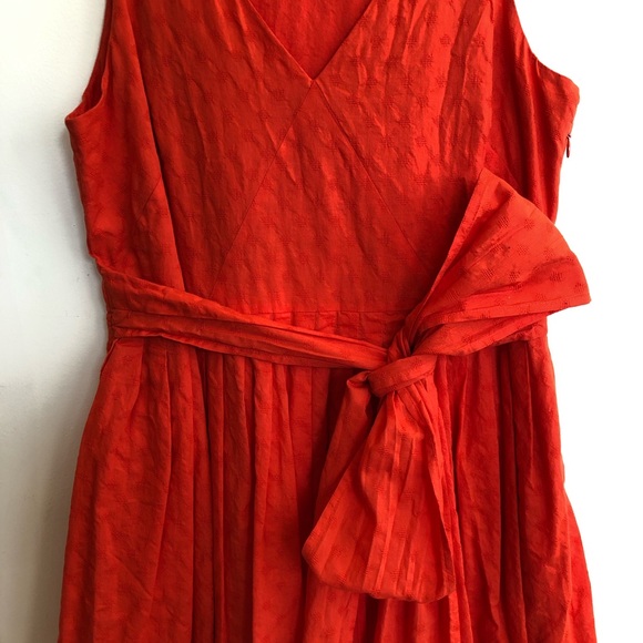 J Crew Factory Cotton Pleated V-Neck Orange 12 - Picture 3 of 6